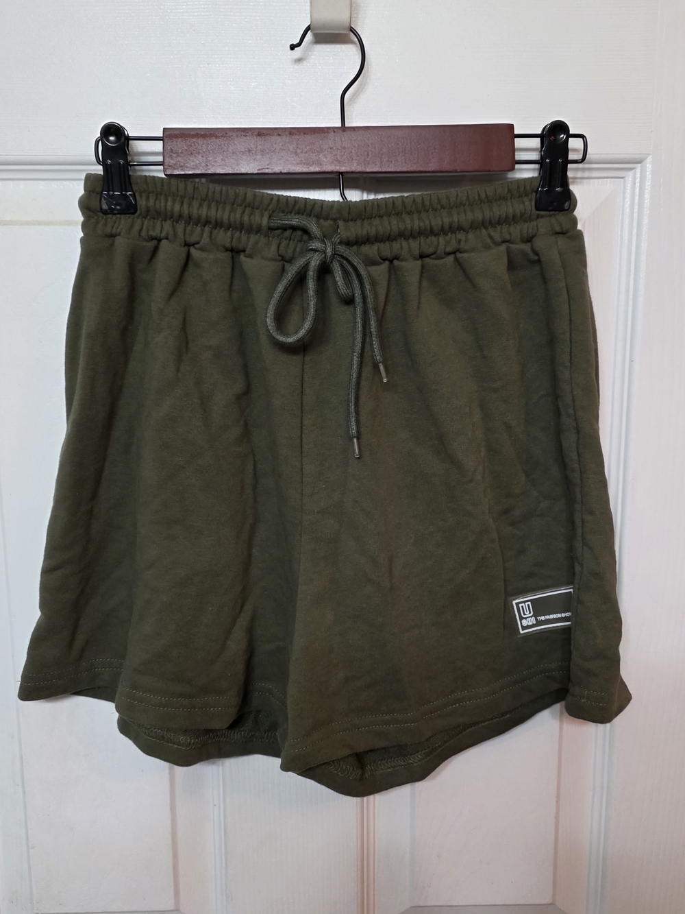 SHEIN Olive Green Drawstring Athletic Lounge Shorts